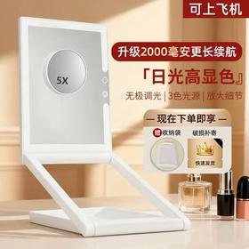 帝门特折叠便携化妆镜led灯台式带灯旅行镜子梳妆桌面升降美妆镜