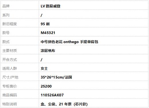 【95新】LV路易威登M45321中号拼色老花onthego手提单肩包女士110526AK07 商品图10