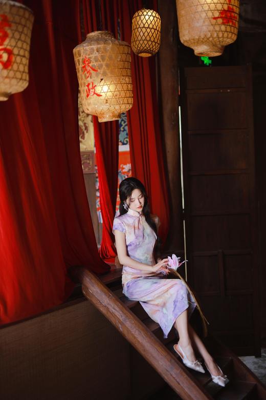 逸红颜明月优选｜『晴雾朵玫』仿醋酸水彩晕染旗袍｜手工钉珠·远看气韵近看匠心🌸 商品图7