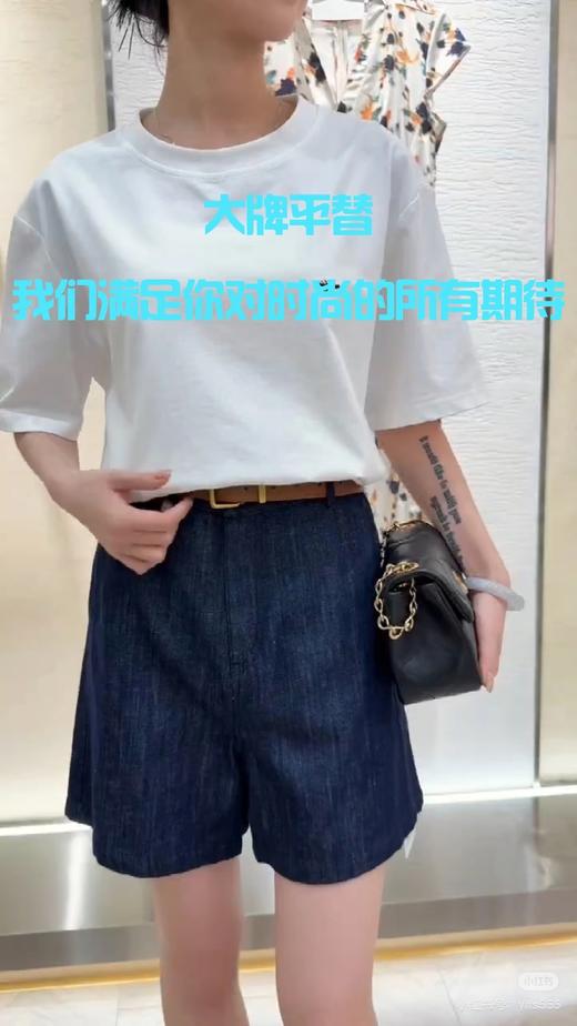 雅*同款亚麻天丝休闲牛仔短裤 立体骨感a字阔腿裤 商品图5