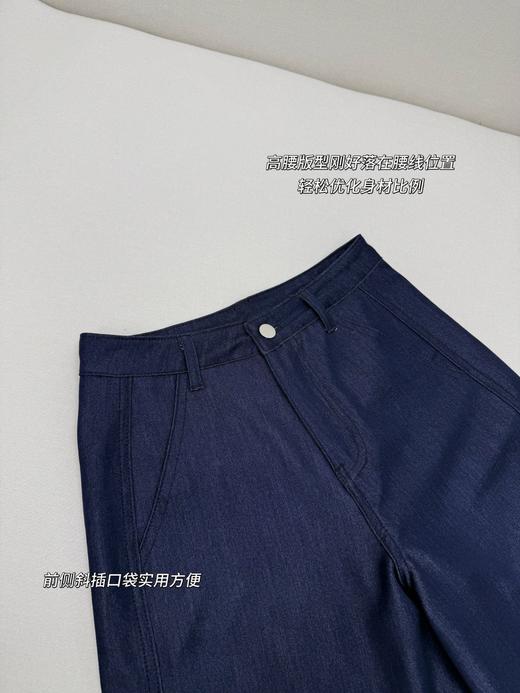 雅*同款亚麻天丝休闲牛仔短裤 立体骨感a字阔腿裤 商品图10