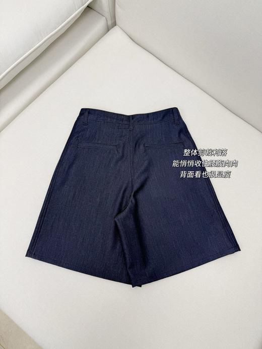 雅*同款亚麻天丝休闲牛仔短裤 立体骨感a字阔腿裤 商品图12