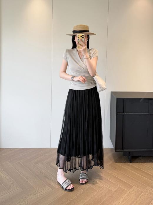 韩国东大门 V领交叉收腰显瘦短款设计感针织上衣 商品图8