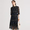PALUOPO/PL26夏季新款小圆领收腰中长款优雅气质真丝连衣裙ES260139Z 商品缩略图2