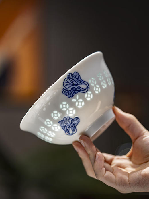 富玉丨富玉陶瓷景德镇釉下彩碗家用高颜值玲珑乔迁之喜入宅搬家礼物餐具 新品/百财5寸饭碗单只 商品图0