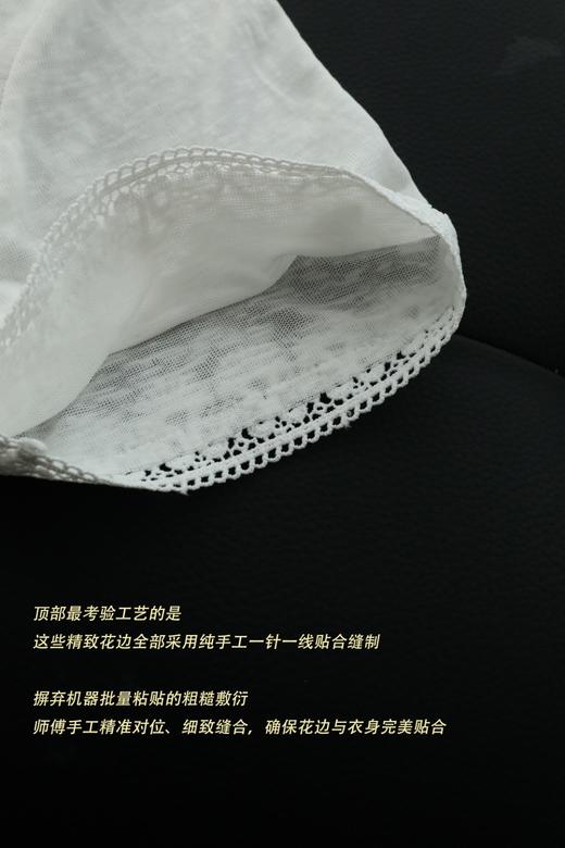 莱赛尔雪花棉感V领蕾丝花边短袖T恤 商品图8