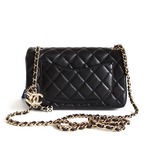 【全新】CHANEL香奈儿CF系列AS5759 B23826 9430526S黑金大mini CF双C调节扣链条包单肩包女士110526TJ26 商品图4