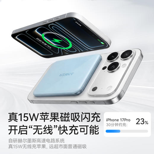 【新国标新品】Anker安克 Air 超薄磁吸充电宝 15W真无线快充 5000mAh 3C认证 可上飞机 A1115 商品图2
