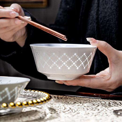 富玉丨 富玉陶瓷景德镇饭碗盘子家用釉下彩玲珑2026新年餐具套装高颜值礼盒装 6.5寸星耀面碗【新款原创设计】 商品图5
