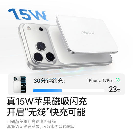 【新国标新品】Anker安克 Air 超薄磁吸充电宝 15W真无线快充 5000mAh 3C认证 可上飞机 A1115 商品图6