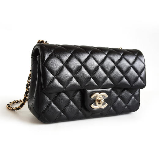 【全新】CHANEL香奈儿CF系列AS5759 B23826 9430526S黑金大mini CF双C调节扣链条包单肩包女士110526TJ26 商品图2