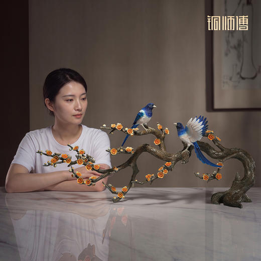 铜师傅《喜上枝头》客厅电视柜喜鹊铜摆件家居装饰品 乔迁礼物 商品图6