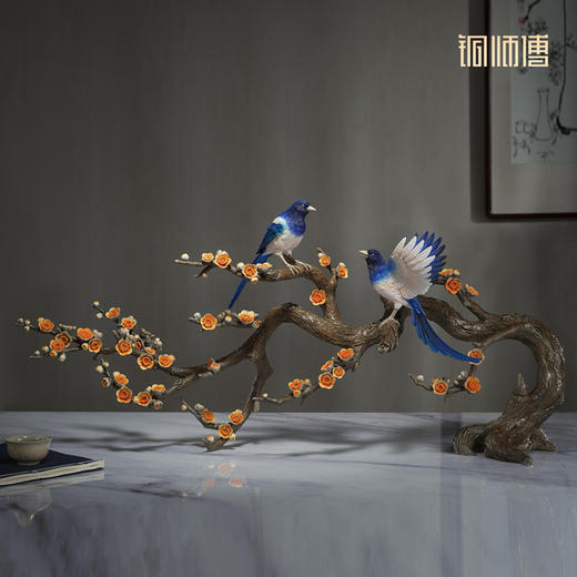 铜师傅《喜上枝头》客厅电视柜喜鹊铜摆件家居装饰品 乔迁礼物 商品图4