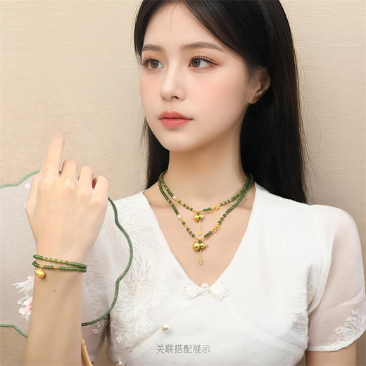 足金葫芦碧玉珍珠项链 黄金葫芦挂坠 国韵雅致女士礼物【按克计价黄金5】MEMORA诗普琳GNE05202（线上专供） 商品图1
