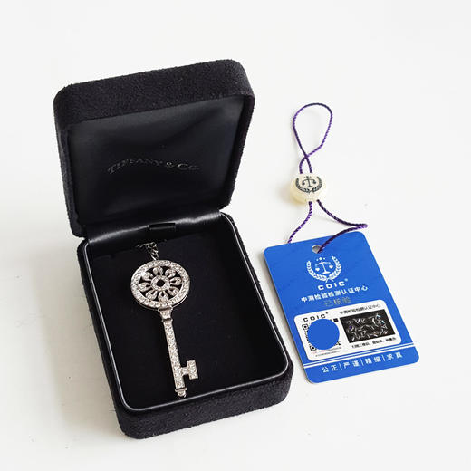 【95新】Tiffany & Co.蒂芙尼Keys 系列大号铂金满钻太阳花花瓣钥匙项链 链长约61cm女士180526JJ11 商品图1