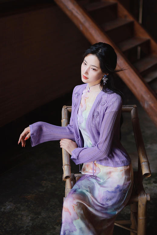 逸红颜明月优选｜『晴雾朵玫』仿醋酸水彩晕染旗袍｜手工钉珠·远看气韵近看匠心🌸 商品图5