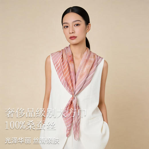 万事利丝巾礼盒（方巾+斜巾）-花韵 商品图3