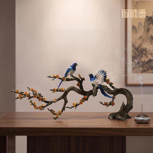 铜师傅《喜上枝头》客厅电视柜喜鹊铜摆件家居装饰品 乔迁礼物 商品图5