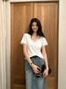 莱赛尔雪花棉感V领蕾丝花边短袖T恤 商品缩略图1