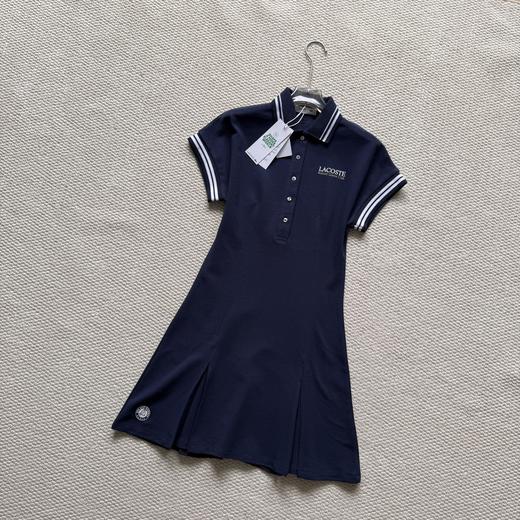法国鳄鱼女装26夏季新款条纹饰边Polo领网球连衣裙 商品图3