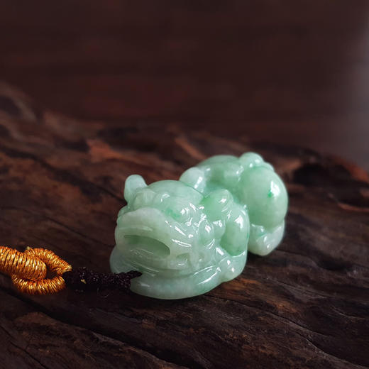 【天然正品】A货翡翠 天然细腻细豆种浅绿貔貅造型翡翠吊坠项链 190526XY12 商品图4