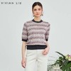 VIVIAN LIU薇薇安刘D2626312梅春女装新款短袖菱形格提花毛衫 商品缩略图0