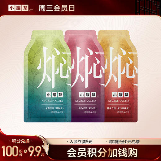 [积分兑换]小罐茶 焖泡茶3袋  茉莉普洱/桂花六堡/陈皮白茶各1袋 商品图0