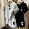 【宽松不挑身材❗休闲百搭】韩版女夏季宽松短袖T恤短裤运动刺绣字母休闲套装 商品缩略图1