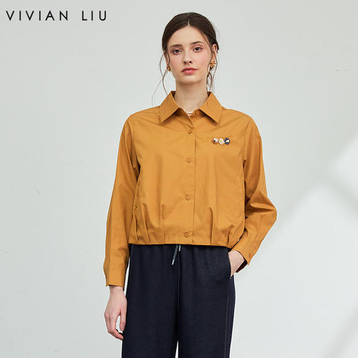 VIVIAN LIU薇薇安刘V2623102春款女装下摆捏褶衬衫式小外套 商品图0