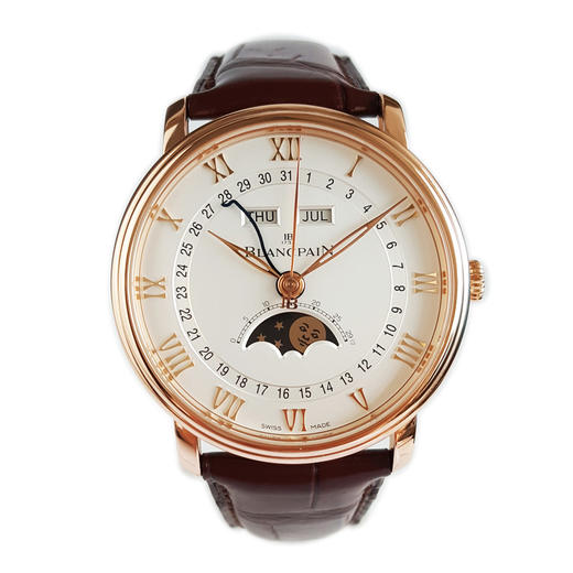 【95新】BLANCPAIN 宝珀6654-3642-55B自动机械机芯日期、星期、月份显示；月相40MM（男款）经典系列18K玫瑰金090526TJ17 商品图0
