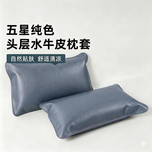 塔山头层水牛皮枕套 纯色枕套 夏季凉感 好打理一擦即净 商品图3