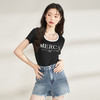西遇美式甜酷辣妹正肩t恤短袖女夏季新款设计感修身小衫短款上衣LCH39171 商品缩略图4