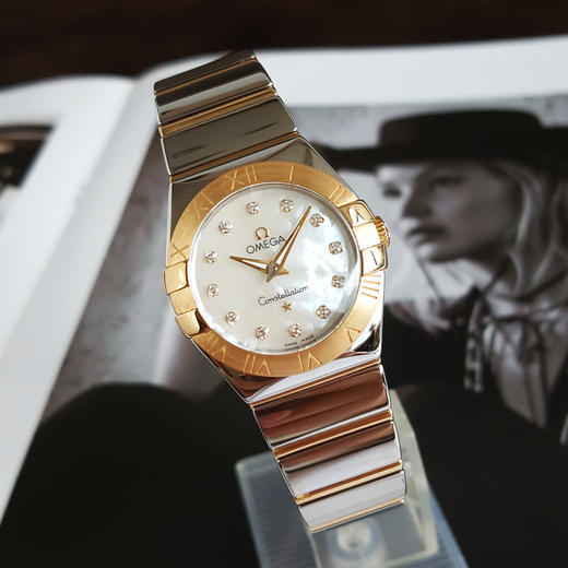 【95新】OMEGA 欧米茄123.20.27.60.55.004石英机芯27MM（女款）星座系列精钢/18K黄金120526NJT25 商品图4
