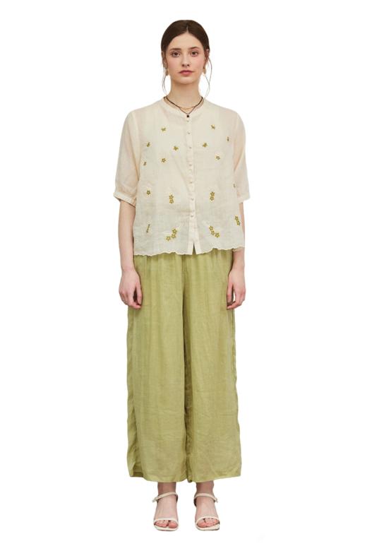 VIVIAN LIU薇薇安刘A2633006春女装新款五分袖满绣小花朵立领衬衫 商品图5