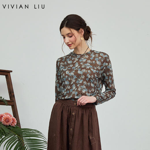 VIVIAN LIU薇薇安刘D2627303 春女装新款印花针织打底衫 商品图0