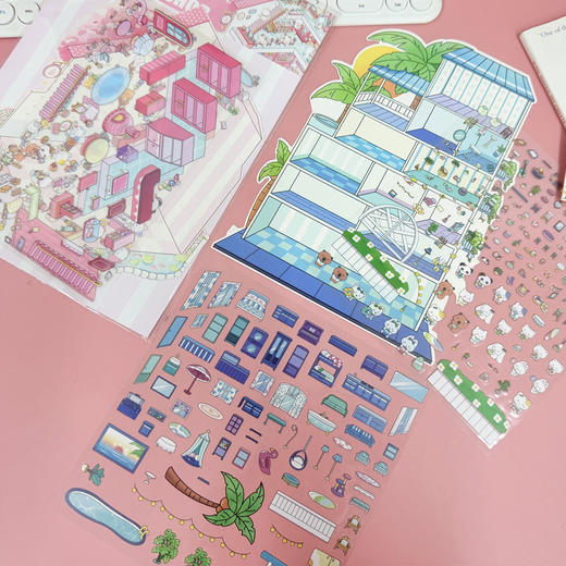 【3D造景贴纸】大号微缩卡通场景儿童三层立体微缩pet立体小屋贴纸 商品图1