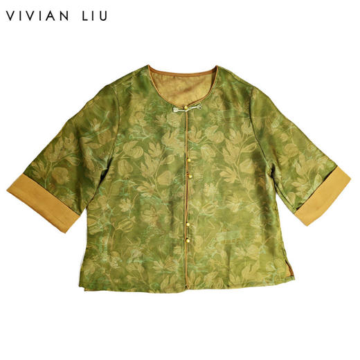 VIVIAN LIU薇薇安刘C2633106夏女装新款青釉花叶新中式圆领开衫 商品图0