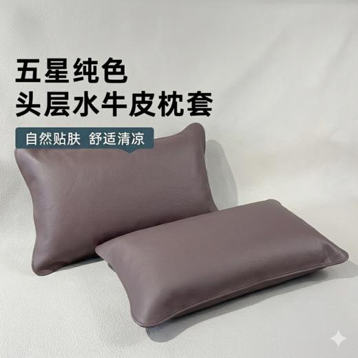 塔山头层水牛皮枕套 纯色枕套 夏季凉感 好打理一擦即净 商品图2