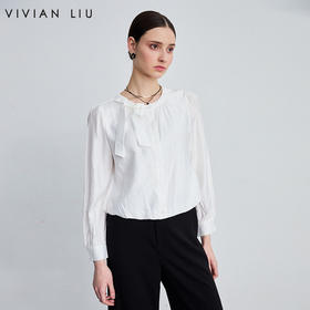 VIVIAN LIU薇薇安刘D2623010春女装新款领口蝴蝶结短款衬衫