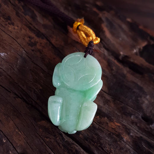 【天然正品】A货翡翠 天然细腻细豆种浅绿貔貅造型翡翠吊坠项链 190526XY12 商品图6