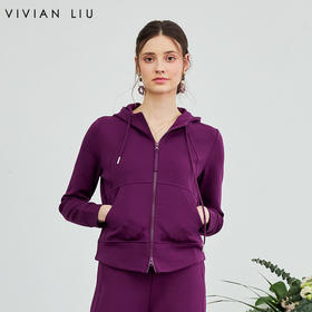 VIVIAN LIU薇薇安刘D2617301 春季女装新款针织连帽修身运动外套