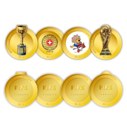 【FIFA官方纪念套装 含10mg足金镀金 稀缺高品质】世界杯官方纪念套装(1金+4章) 商品图3
