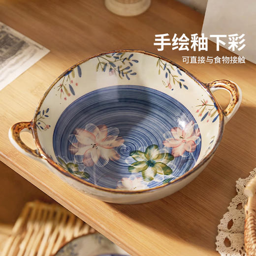 摩登主妇复古双耳汤碗釉下彩拉面碗家用2026新款大号螺蛳粉泡面碗 商品图2