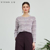 VIVIAN LIU薇薇安刘V2626305春新款时尚撞色圆领条纹开衫 商品缩略图0