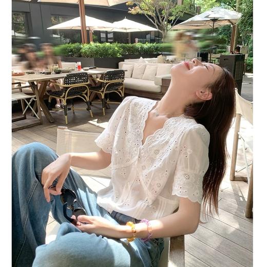 法式白色短袖衬衫 商品图2