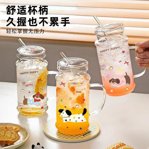【动物玻璃吸管杯】萌趣狗狗玻璃杯！带盖吸管，喝水都可爱 商品图2