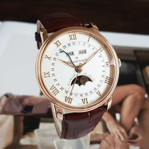 【95新】BLANCPAIN 宝珀6654-3642-55B自动机械机芯日期、星期、月份显示；月相40MM（男款）经典系列18K玫瑰金090526TJ17 商品图3