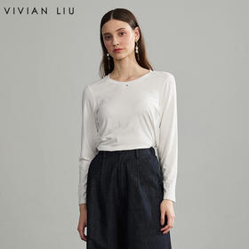 VIVIAN LIU薇薇安刘D2627311 春季女装新款圆领打底衫长袖T恤衫