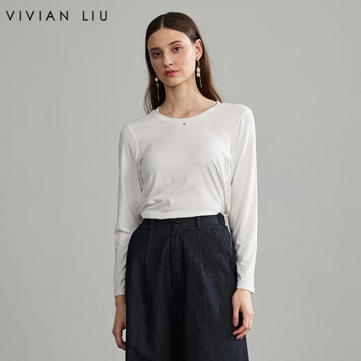 VIVIAN LIU薇薇安刘D2627311 春季女装新款圆领打底衫长袖T恤衫 商品图0