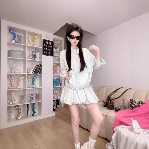 【轻薄防晒❗甜酷百搭】夏秋新款休闲运动防晒套装女立领轻薄宽松拉链款外套短裙两件套潮 商品图1